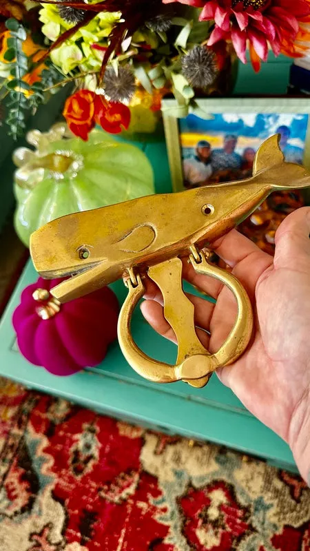 Vintage Brass Whale Door Knocker