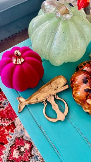 Vintage Brass Whale Door Knocker