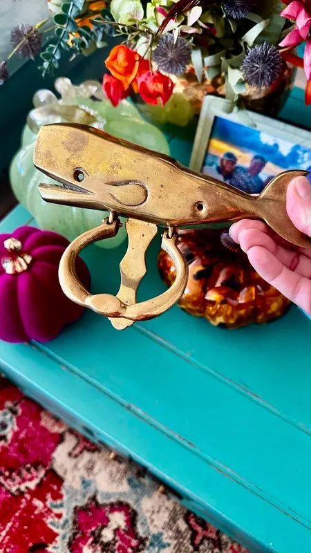 Vintage Brass Whale Door Knocker