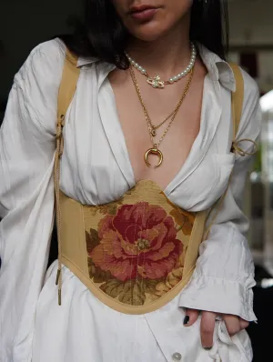 Vintage Golden Flower Underbust Corset