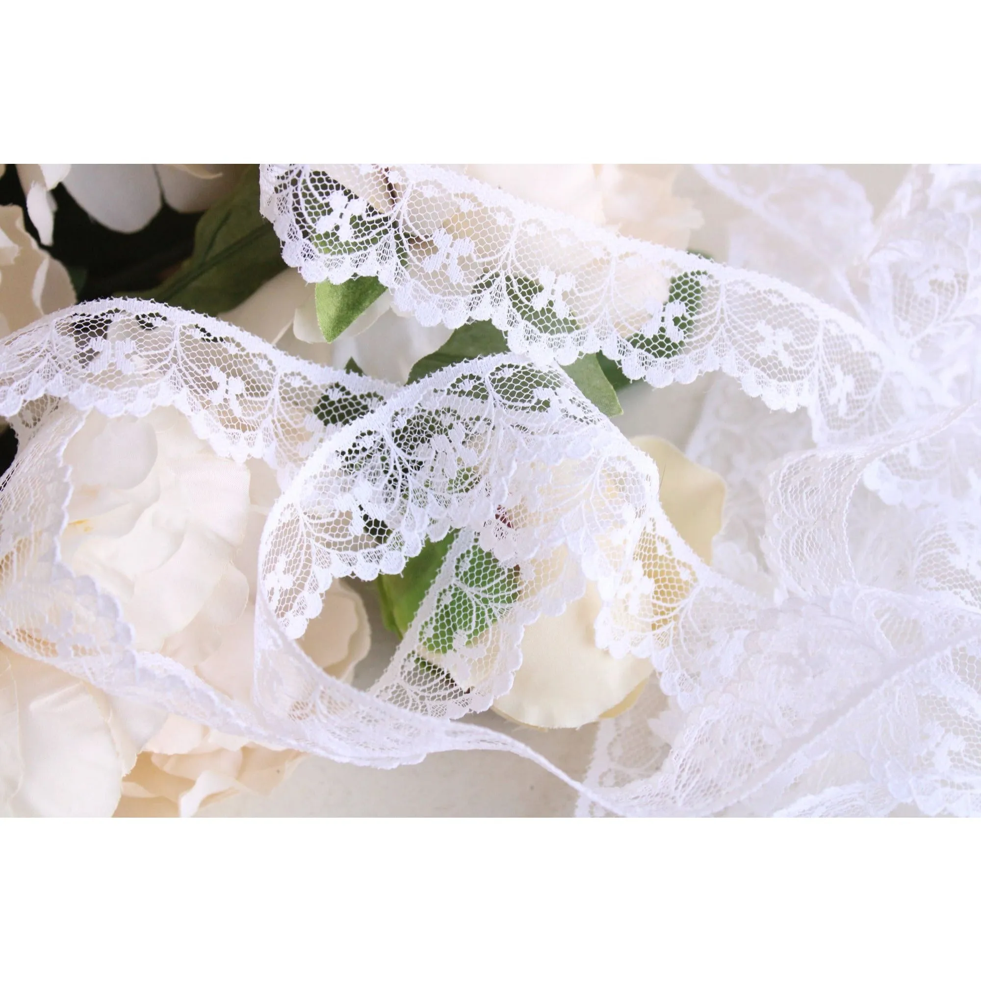 Vintage White Lace Trim, 3 Yards, 1.25" wide, Nylon