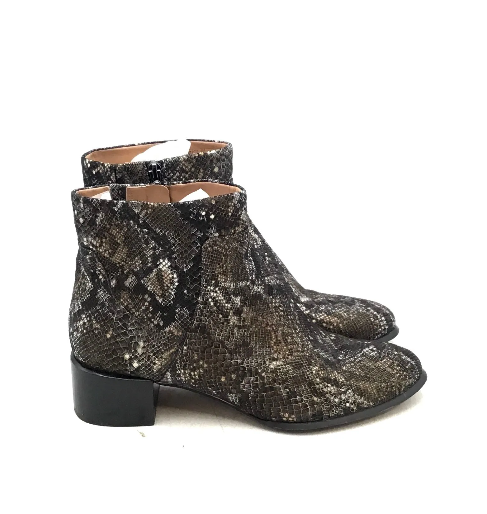 Vionic Women's Kamryn Brown Snake Print Block Heel Ankle Boots - Size 9.5
