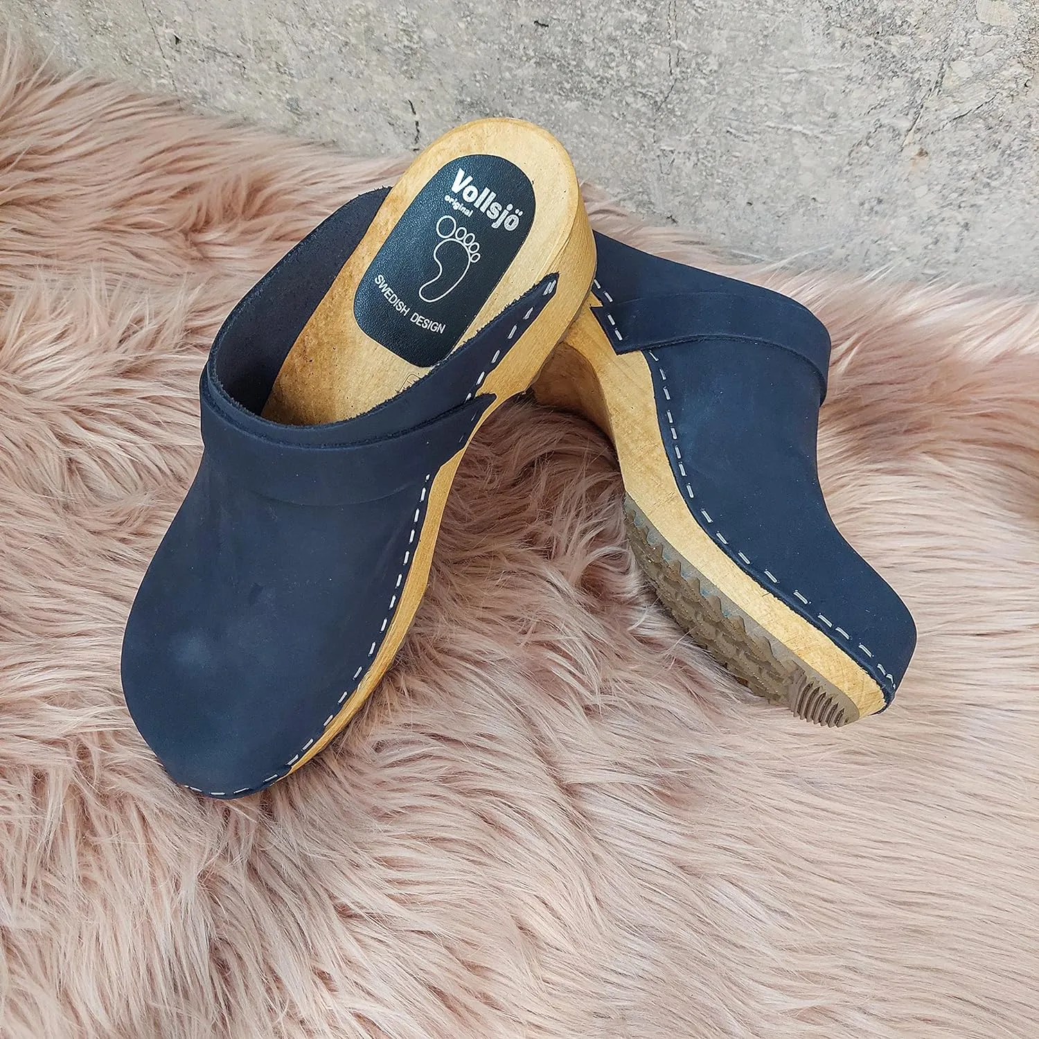 Vollsjo Women's Dark Blue Leather Clogs EU Size 9