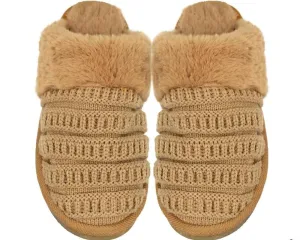 Waffle Knit Furry Slippers