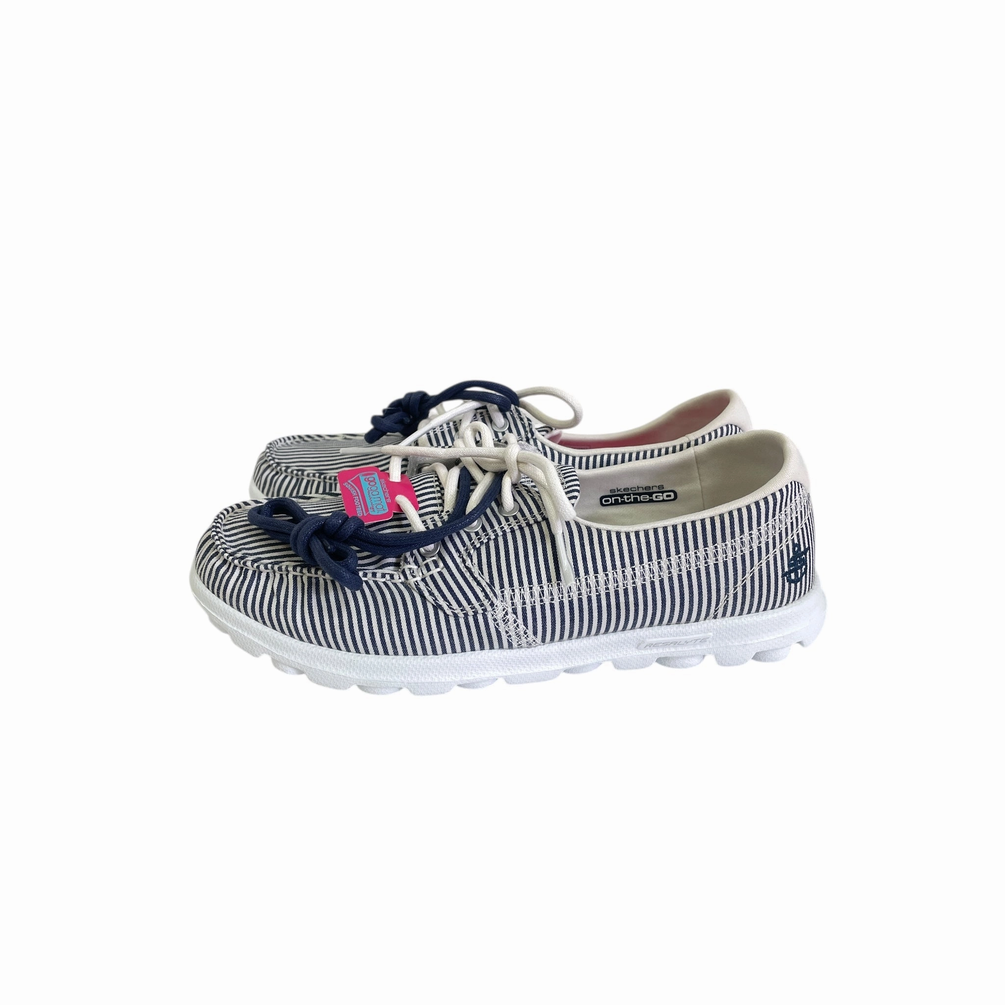 Ground Contact Sole Impact Resistance Shoes Sneakers By Skechers In Blue & White, Size:6.5
