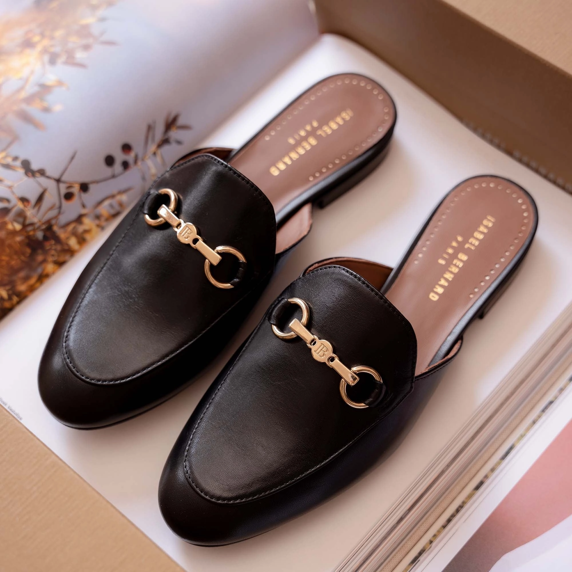 Quick Fit Vend?me Fleur black calfskin leather slipper loafers