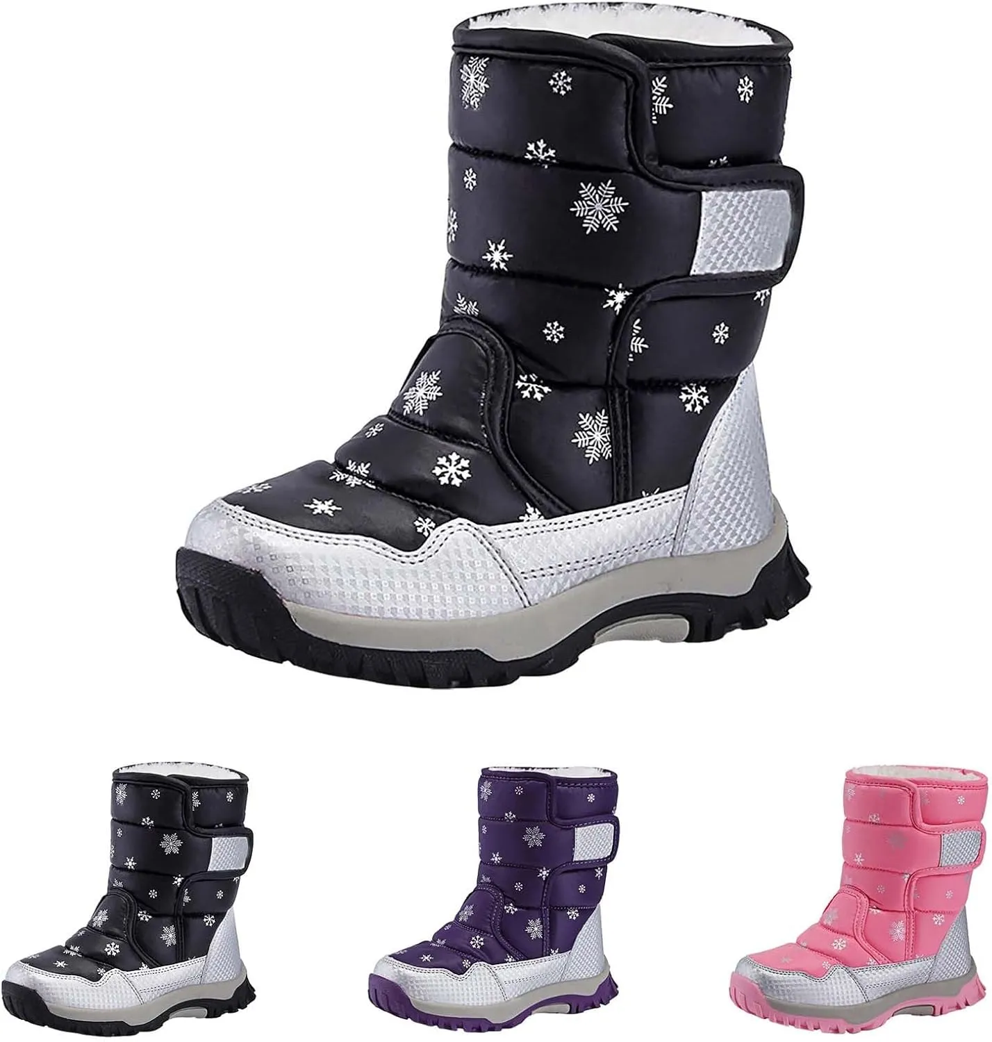 Water-proof Kids Snow Boots Girls Boys Toddlers Insulated Warm Fleece Lined Winter Outdoor Snow Boots for Children