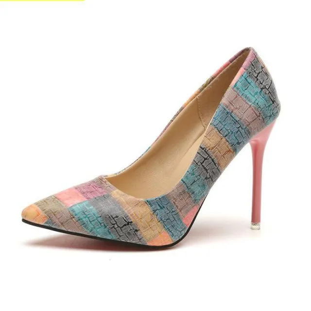 WDHKUN Wonderful Pattern Pointed Toe Super Stiletto Shoes