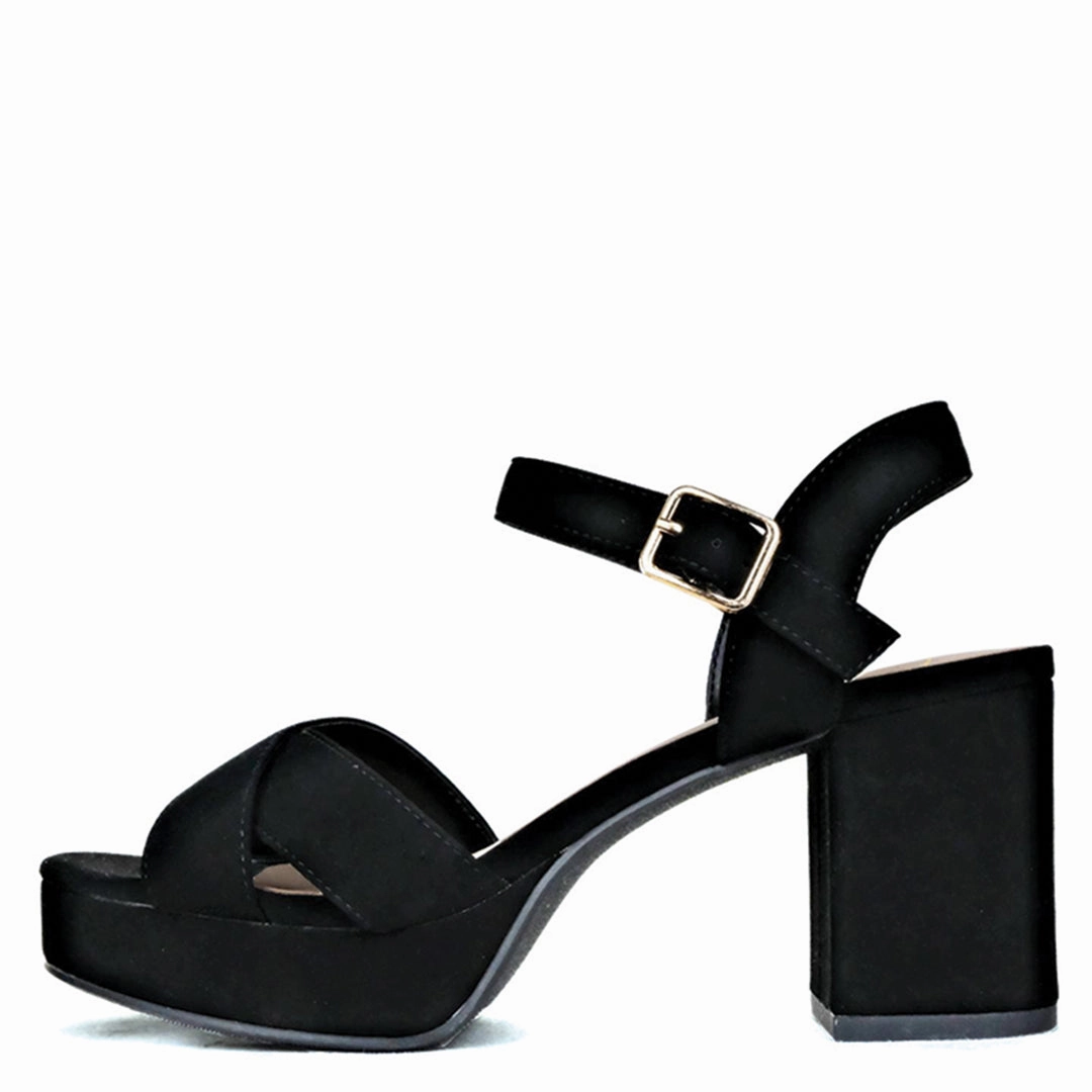 Chunky Heel Platform Sandal (BLACK) Fashion Focus Air Circulation Channel