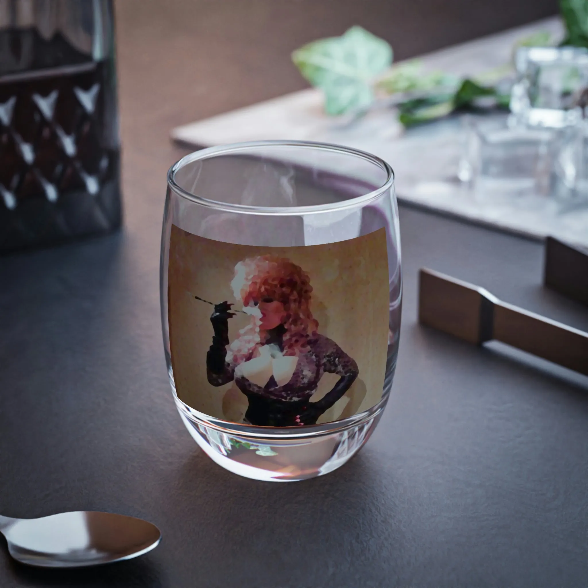Whiskey Glass ...  A Colleague Overseas ... 'Enjoying A Fag' ... Original Works ... "April Fools 2023" ... Hot-Tranny-Smoke ...