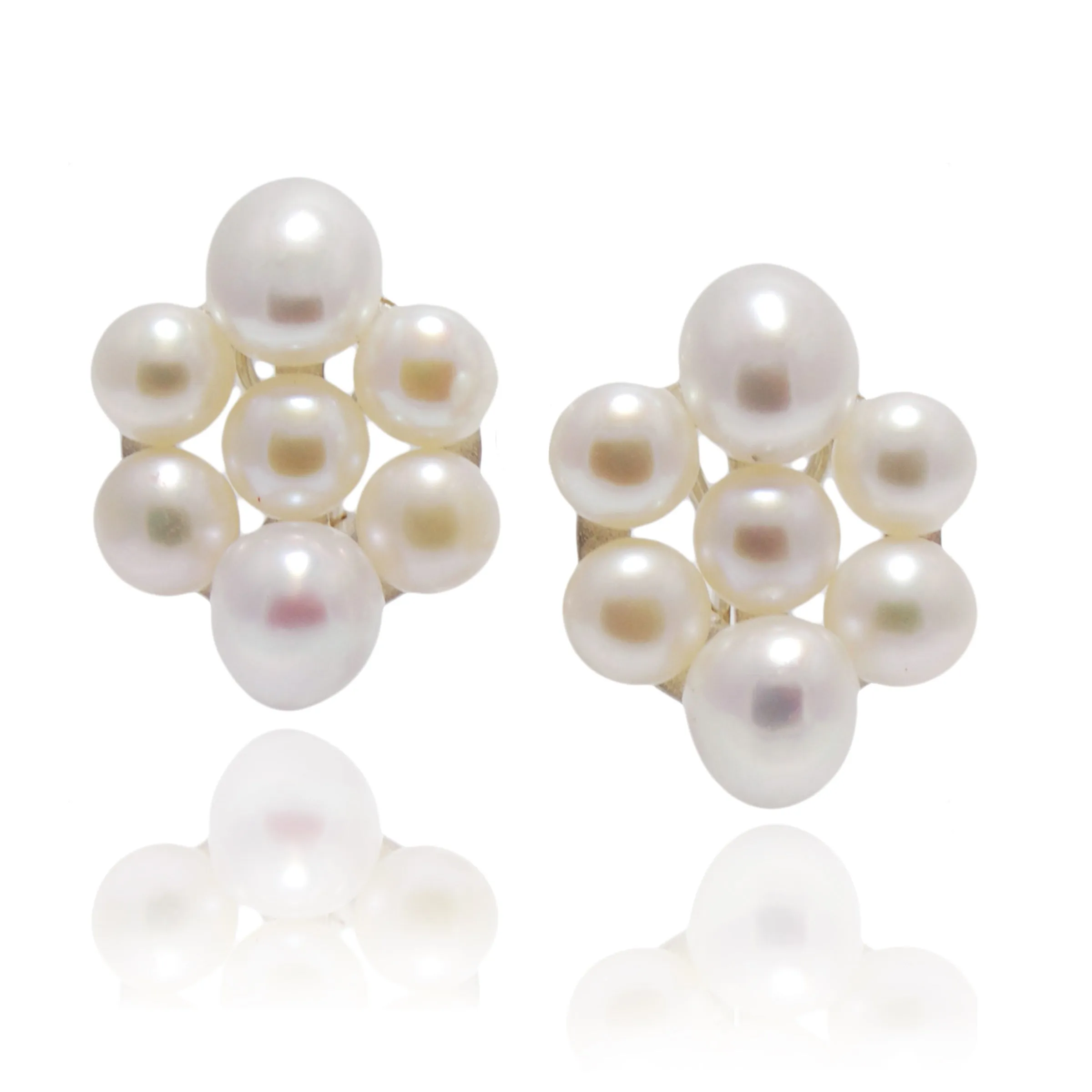 White Freshwater Pearl 'Oval-Cuff' Earrings