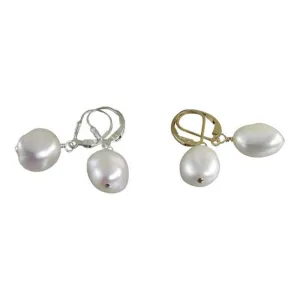 White Pearl Earrings, White Freshwater Pearl Earrings, Baroque Pearl Earrings