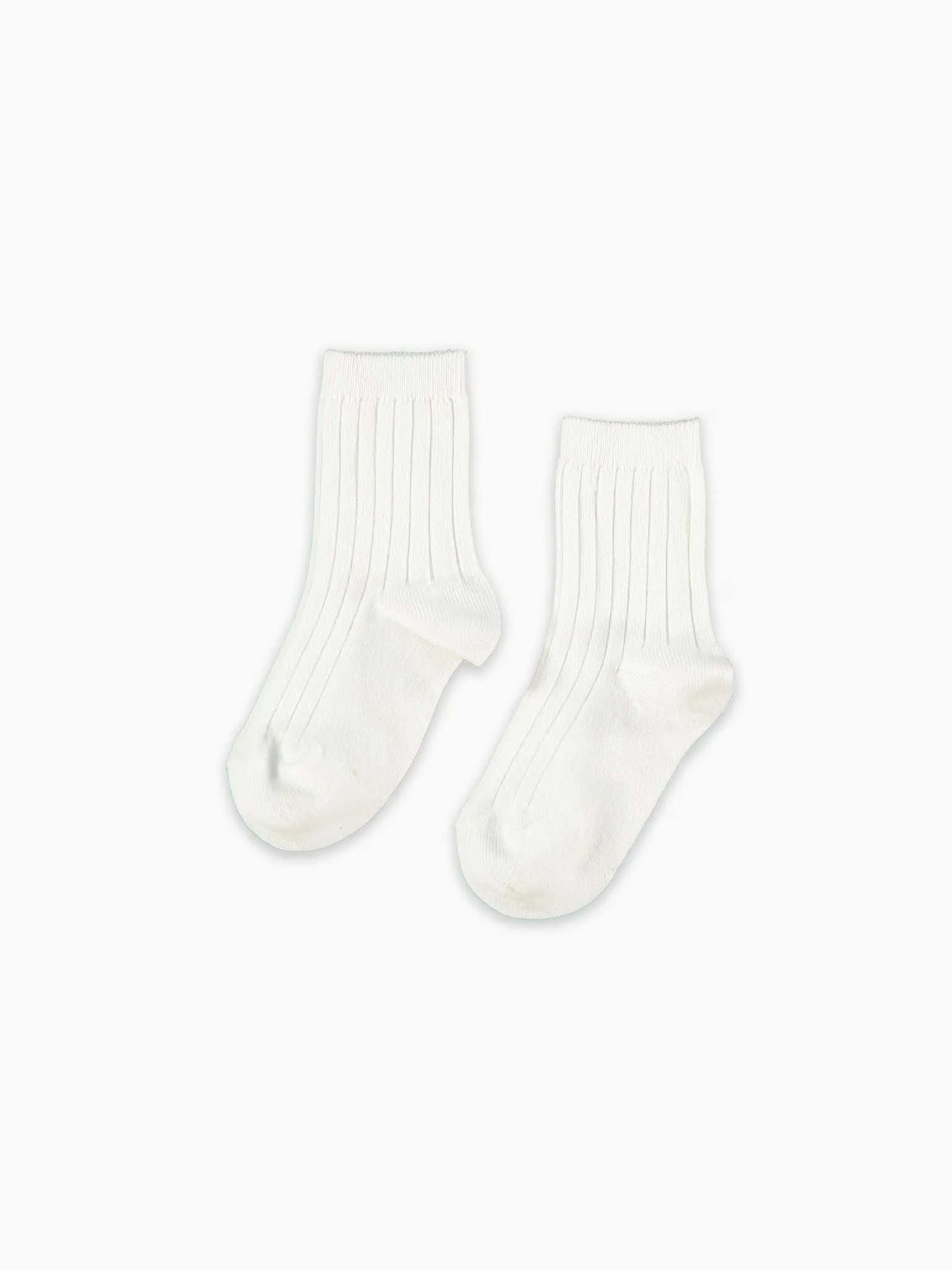 White Ribbed Short Kids Socks