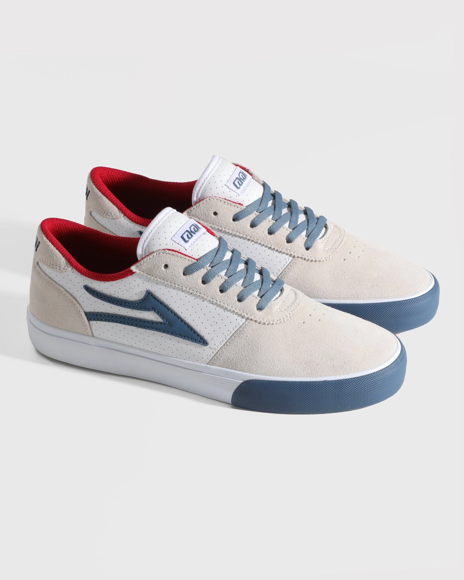 Manchester - White Suede Navy Perf Secure fit