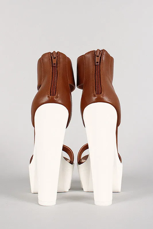 Wild Diva Lounge Two Tone Lug Sole Open Toe Heel