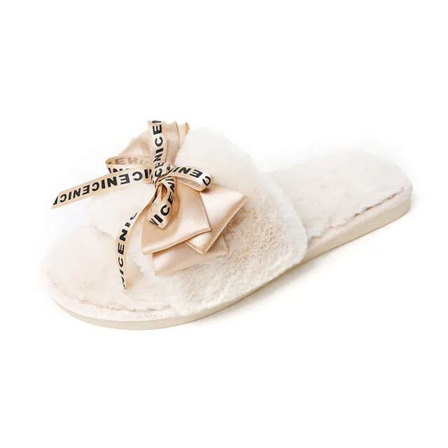 Winter Women House Faux Fur Fashion Slippers