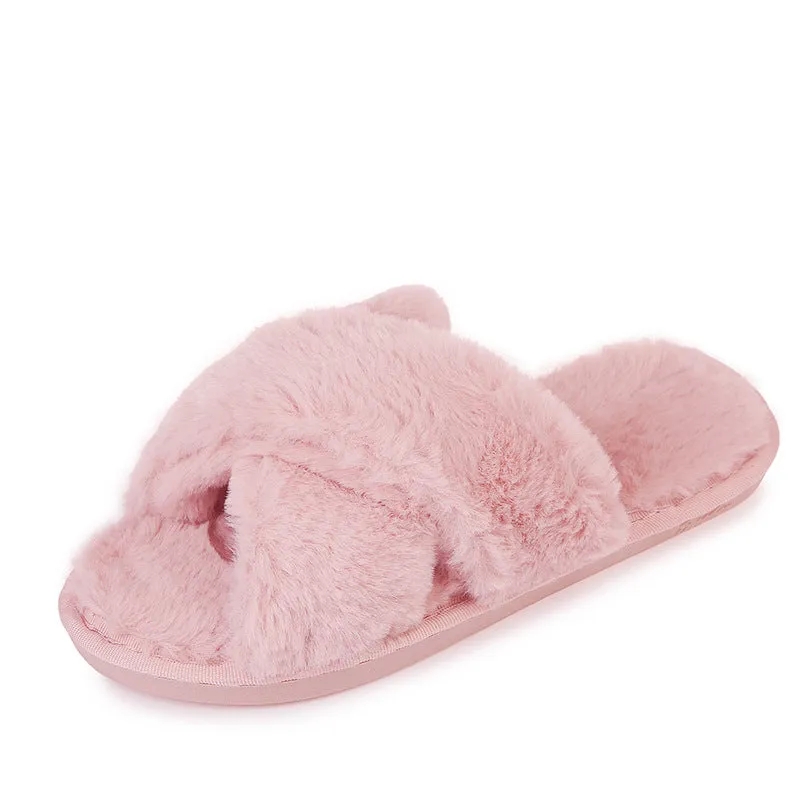 Winter Women House Faux Fur Fashion Slippers