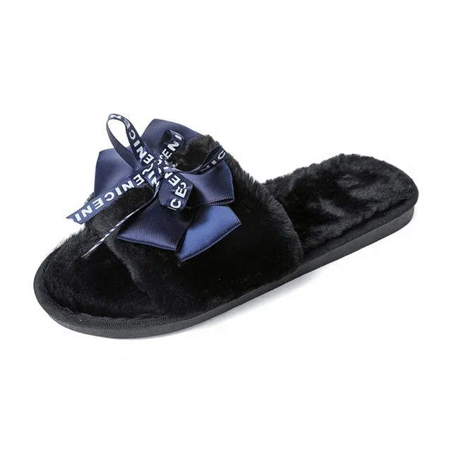 Winter Women House Faux Fur Fashion Slippers