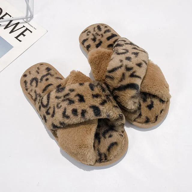 Winter Women House Faux Fur Fashion Slippers