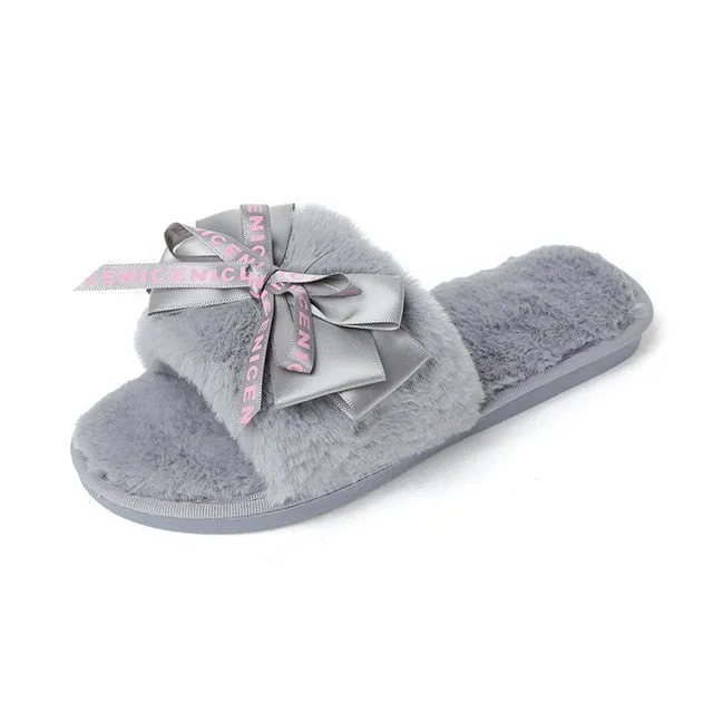Winter Women House Faux Fur Fashion Slippers