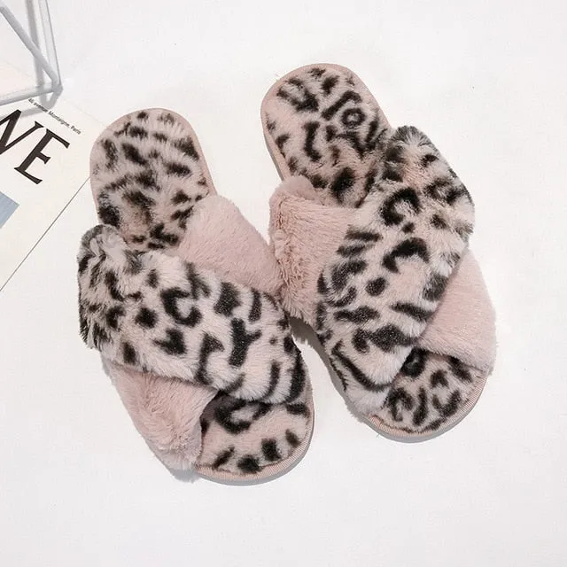 Winter Women House Faux Fur Fashion Slippers