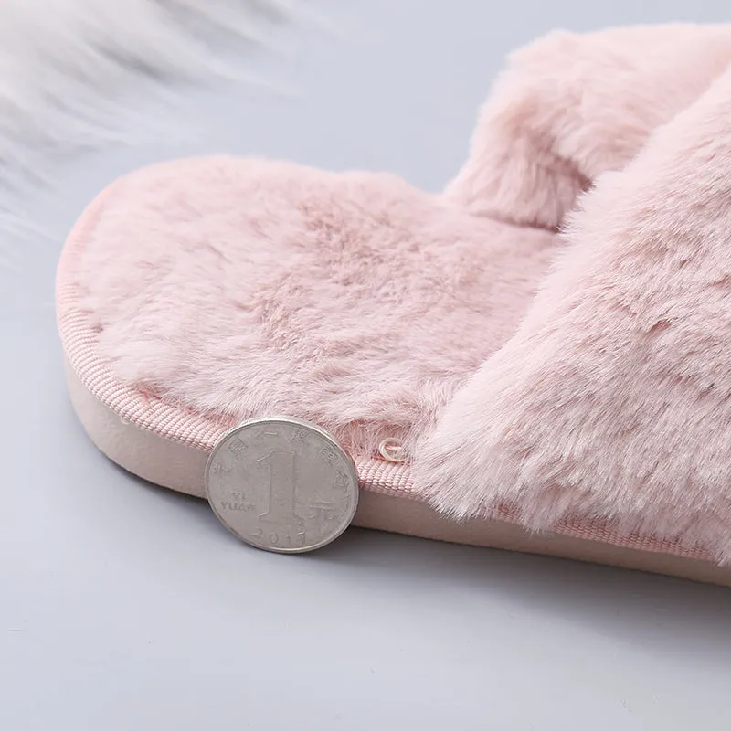Winter Women House Faux Fur Fashion Slippers