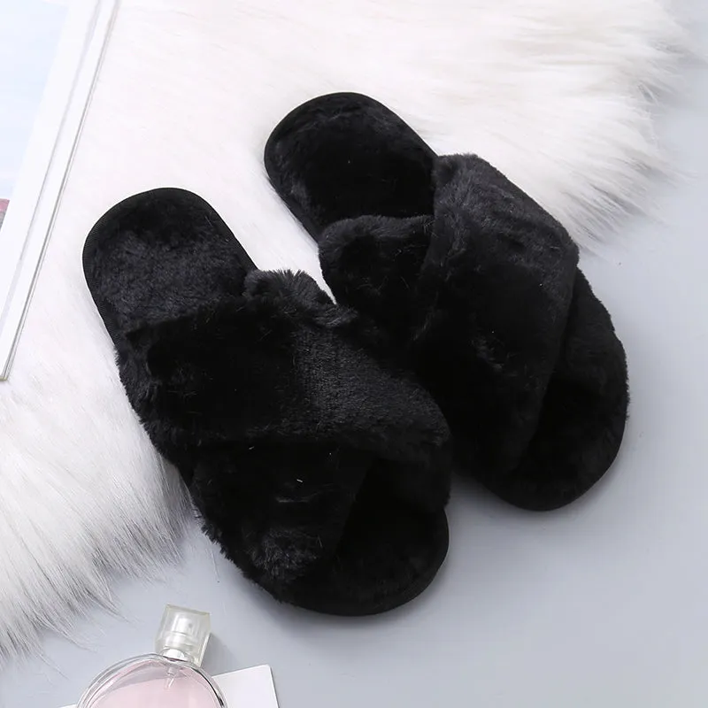 Winter Women House Faux Fur Fashion Slippers