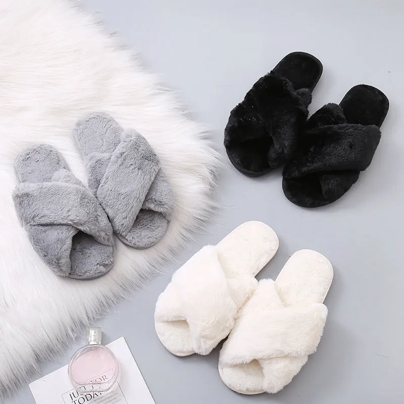 Winter Women House Faux Fur Fashion Slippers