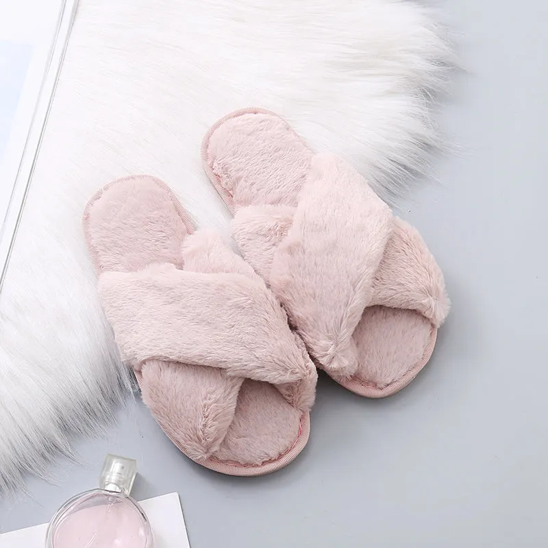 Winter Women House Faux Fur Fashion Slippers
