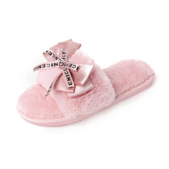 Winter Women House Faux Fur Fashion Slippers