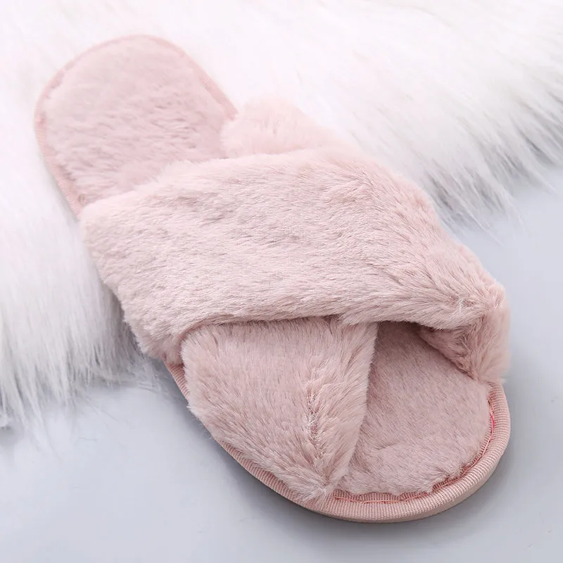 Winter Women House Faux Fur Fashion Slippers