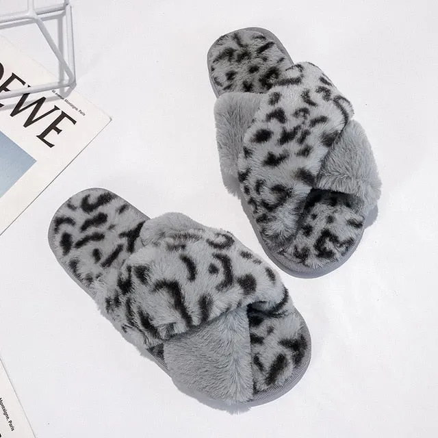 Winter Women House Faux Fur Fashion Slippers
