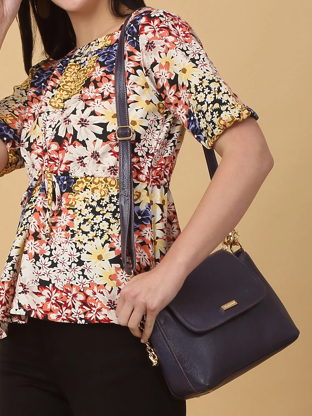 Women Purple Texture Leather Sling Bag - Clearance sale