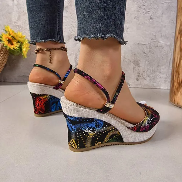 Women's Bohemian Wedge Slide Sandals 35212251C