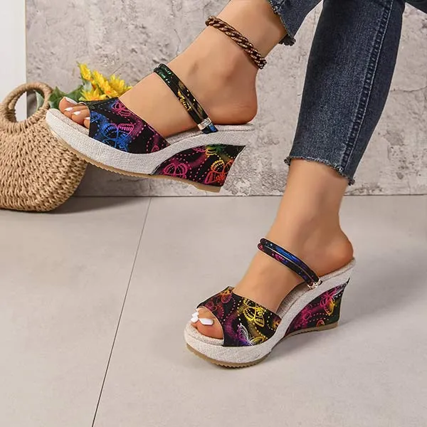 Women's Bohemian Wedge Slide Sandals 35212251C