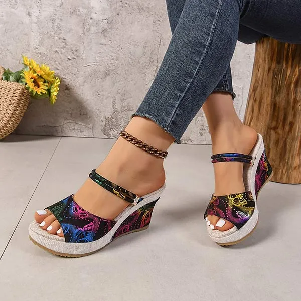 Women's Bohemian Wedge Slide Sandals 35212251C