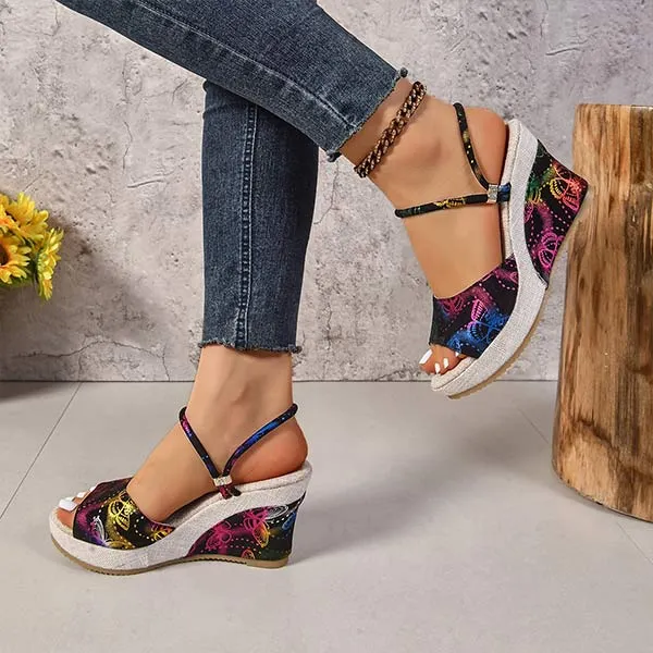 Women's Bohemian Wedge Slide Sandals 35212251C