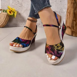 Women's Bohemian Wedge Slide Sandals 35212251C