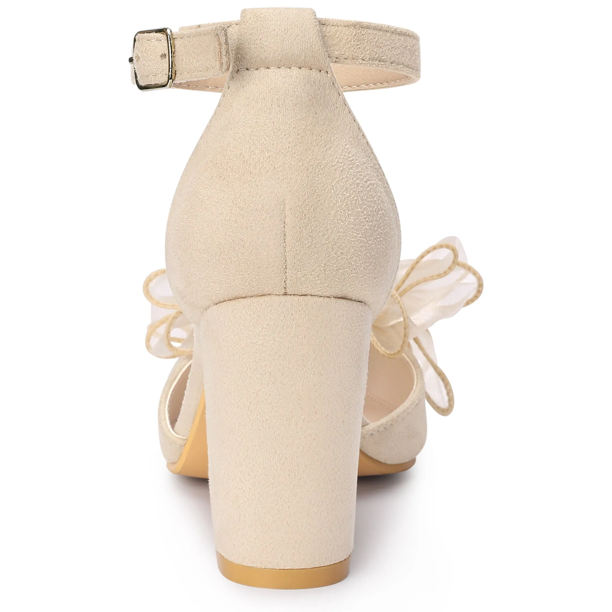 Women's Bow Knot Pointed Toe Block Heel Pumps