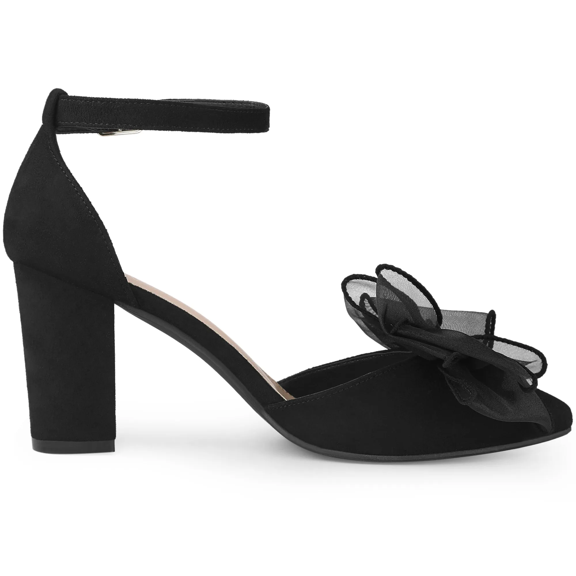Women's Bow Knot Pointed Toe Block Heel Pumps