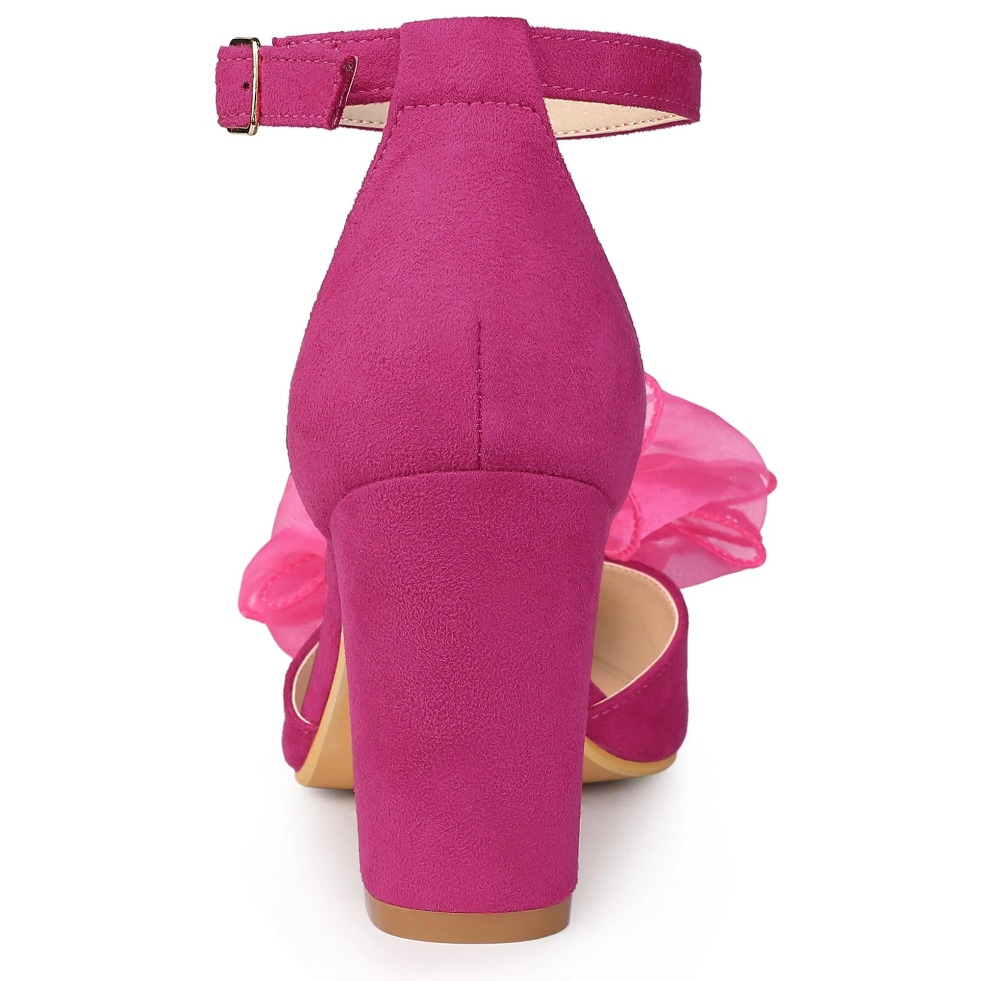 Women's Bow Knot Pointed Toe Block Heel Pumps