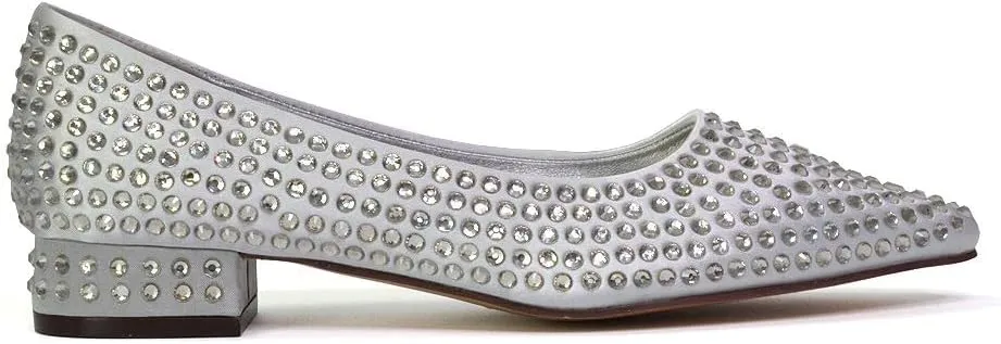 Womens Bridal Shoes Ladies Slip On Low Heel Pointed Toe Wedding Evening Party Bridemaid Pumps Size 3-8
