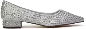 Womens Bridal Shoes Ladies Slip On Low Heel Pointed Toe Wedding Evening Party Bridemaid Pumps Size 3-8
