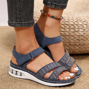 Women's Casual Rhinestone Velcro Wedge Sandals 63156834S