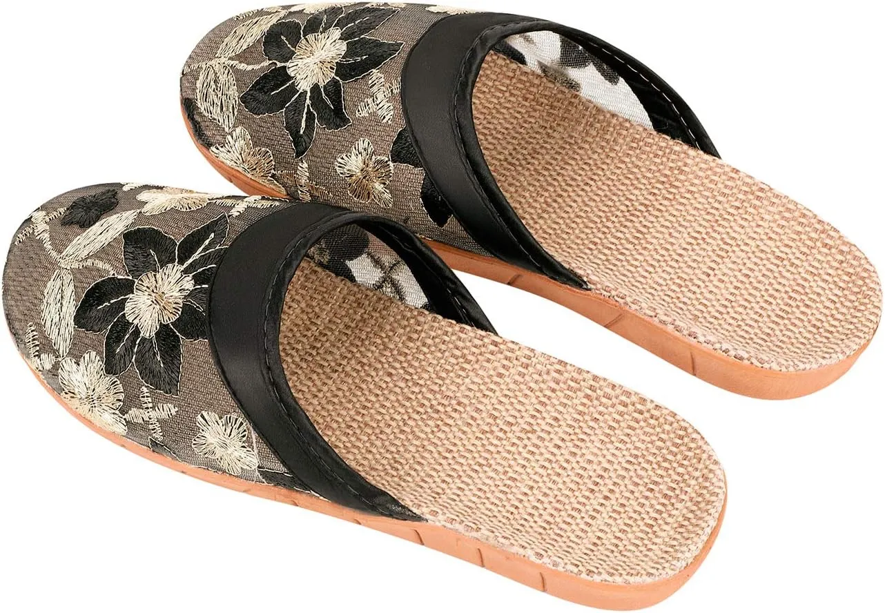 Women's Chinese Mesh Slippers Summer Chinese Floral Mesh Sandals Slides Medium Width Lightweight House Slippers