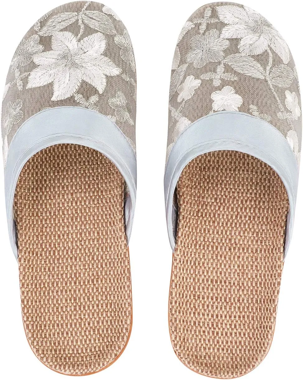 Women's Chinese Mesh Slippers Summer Chinese Floral Mesh Sandals Slides Medium Width Lightweight House Slippers
