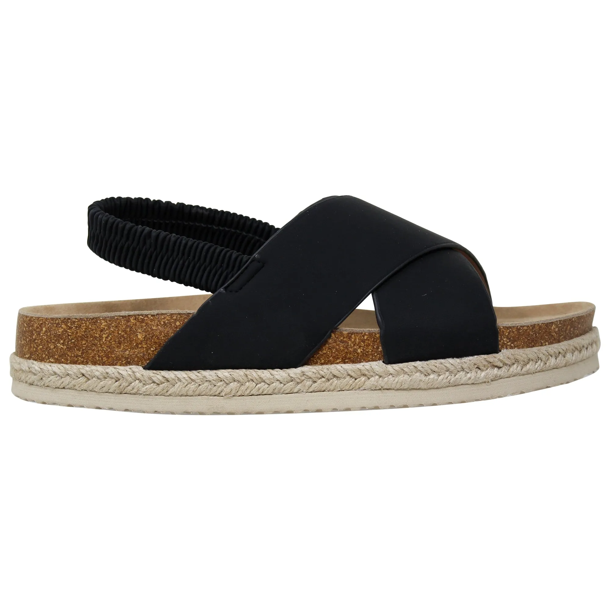 Women's Classic Criss Cross Platform Sandals Espadrilles Sling Back Black