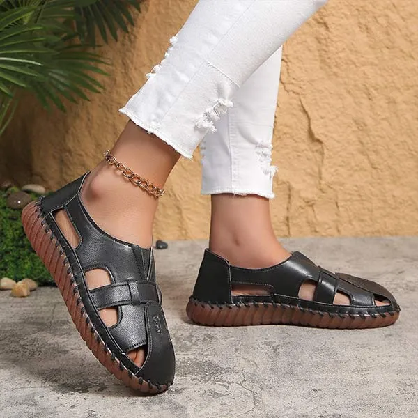 Women's Closed-Toe Flat Hollow-Out Sandals 01067207C
