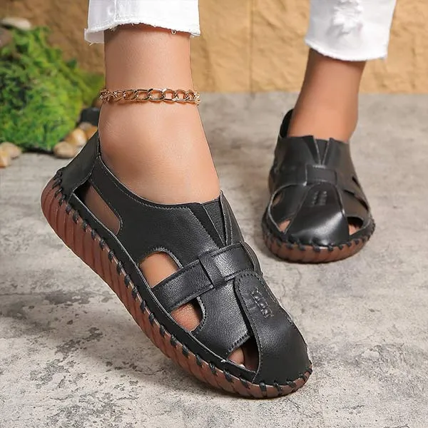 Women's Closed-Toe Flat Hollow-Out Sandals 01067207C