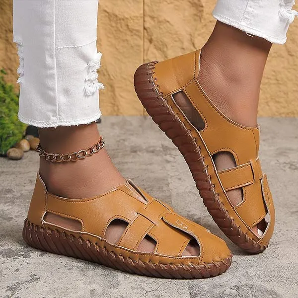 Women's Closed-Toe Flat Hollow-Out Sandals 01067207C